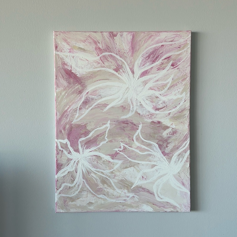 Handpainted Floral on Canvas 16” x 24”
